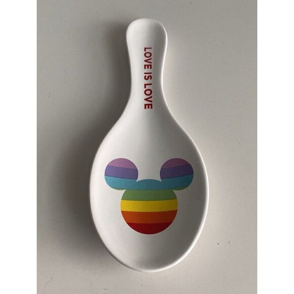 Disney Mickey Mouse Pride Collection Kitchen Spoon Rest Ceramic Love Is Love NEW - Picture 1 of 9